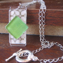 Imbolc- Green Acrylic Patterned Necklace