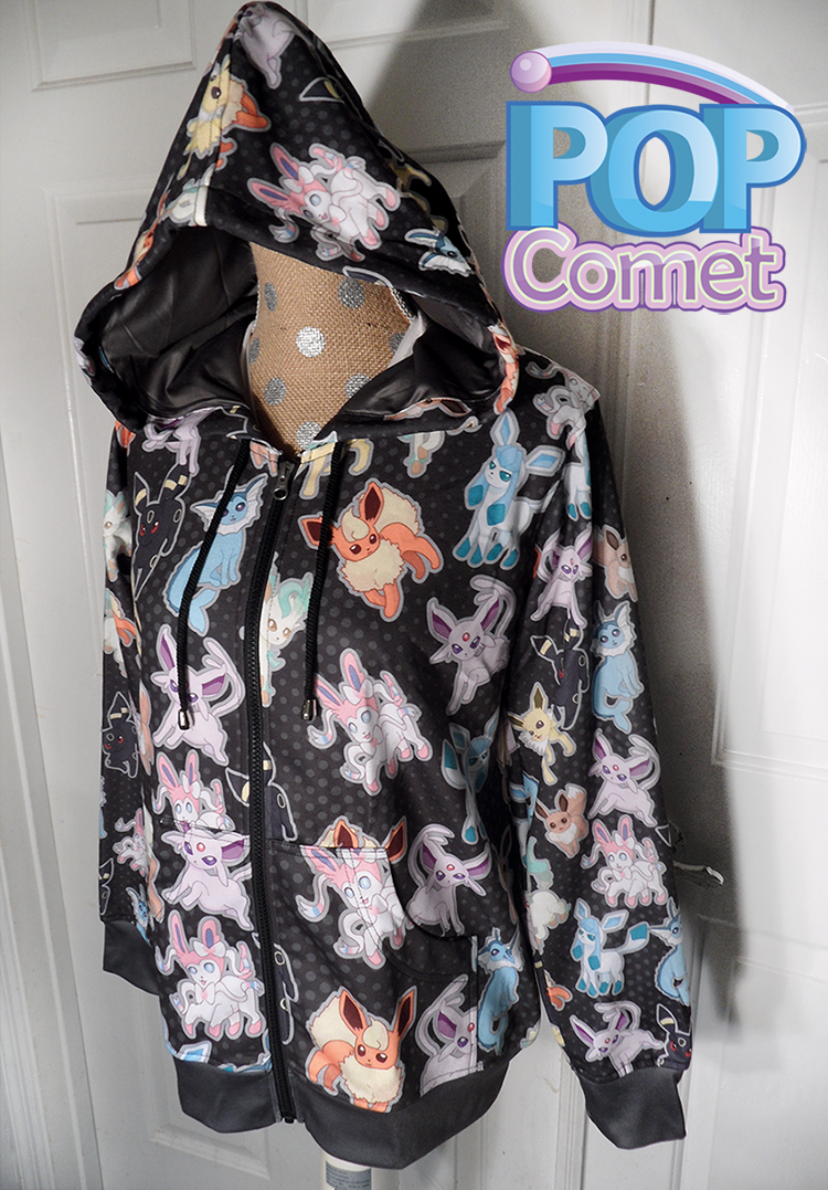 Eeveelution Zip Up Jacket Women's Size Pokemon Inspired Eevee Jacket Eeveelutions Hoodie 