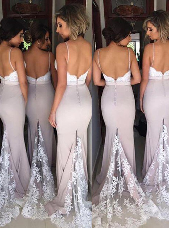 bridesmaid dress with lace train