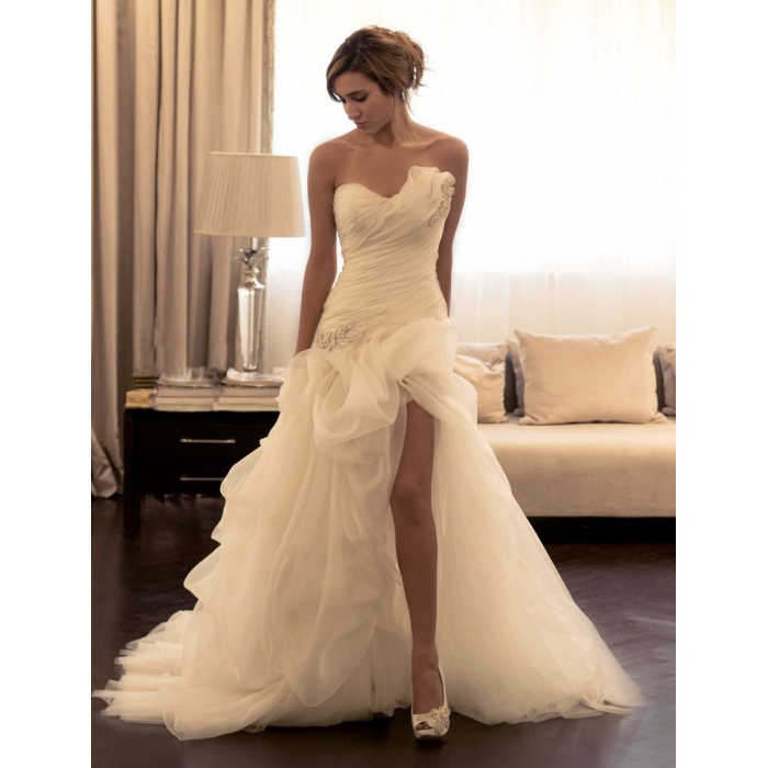 Dream Like Ruched Sweetheart Wedding Dress Sexy Low Back Pickup