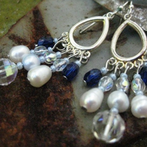 Blue Crystal & Pearl Earrings