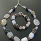 Rose quartz, jasper, and wooden beads. Necklace and bracelet. - Thumbnail 1