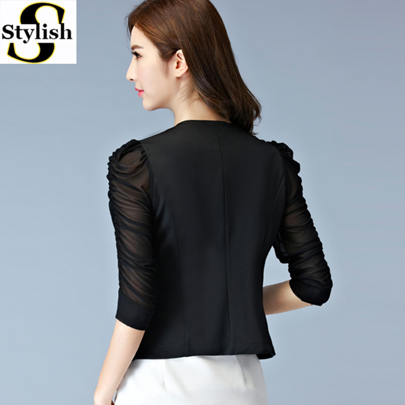 mesh puff sleeve jacket