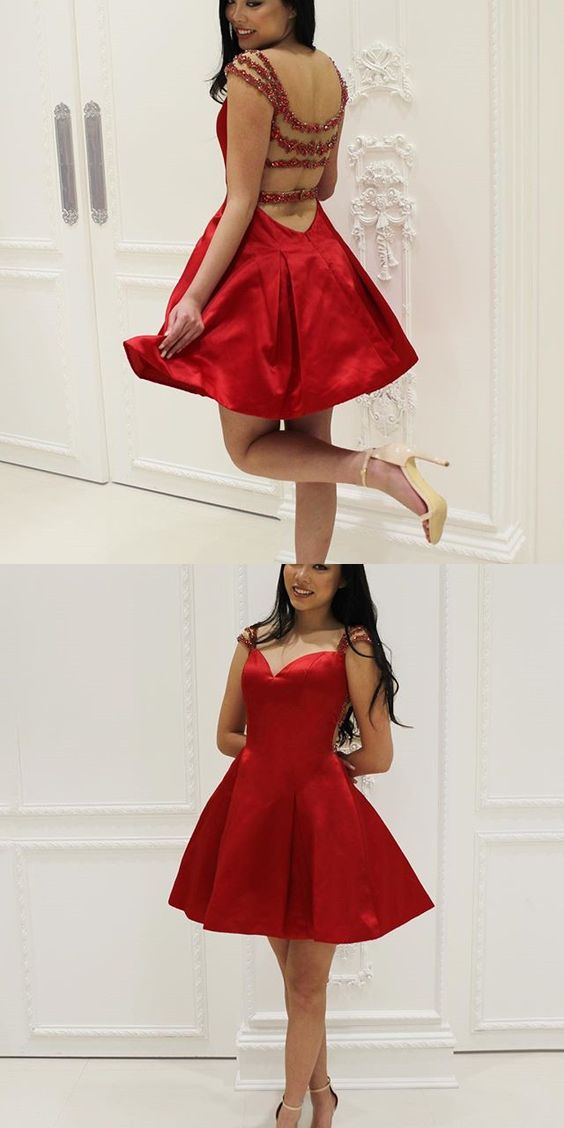 red homecoming dress,backless cocktail dresses,sexy prom dress,simple prom dress,new fashion 