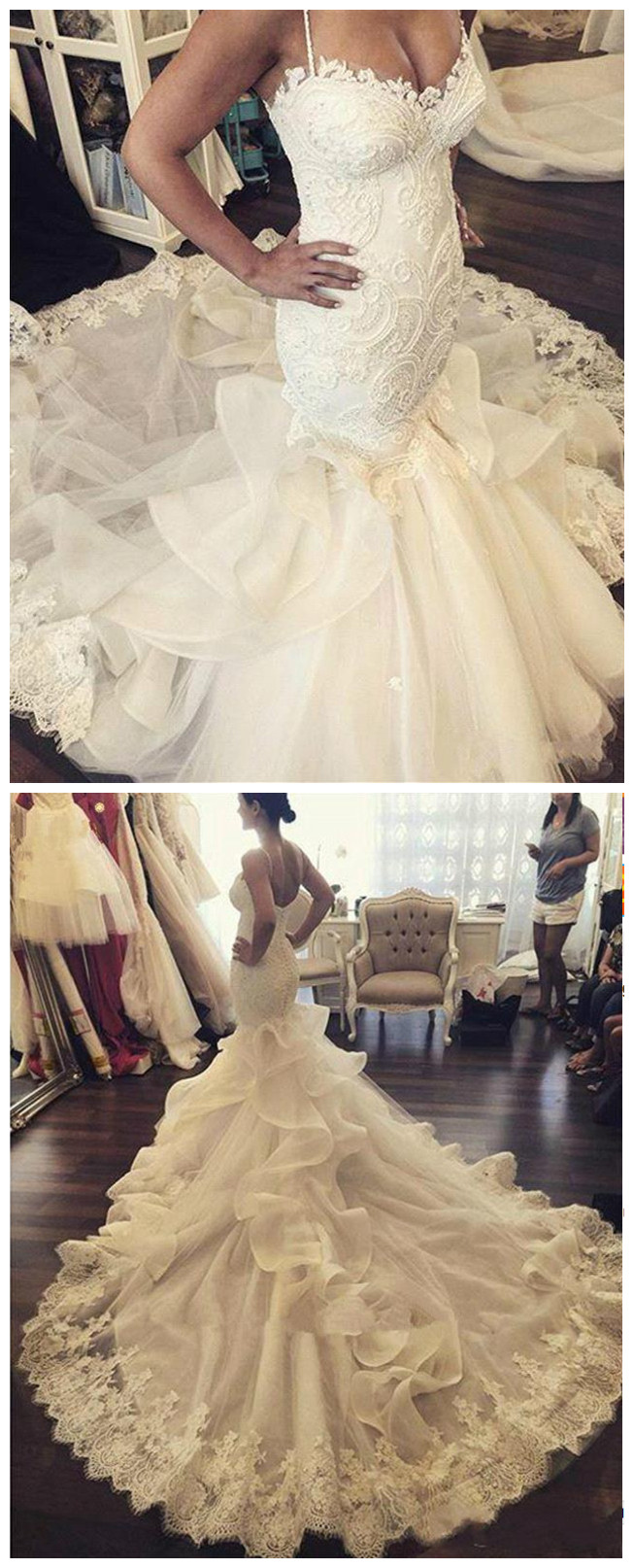 Ruffle Lace Wedding Dress