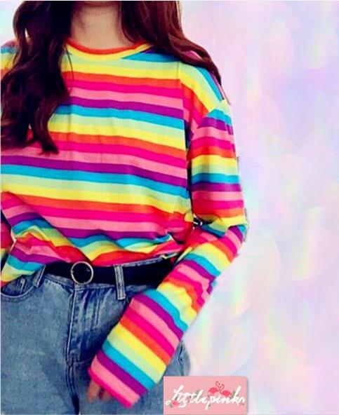 Rainbow Striped Knit T-Shirt yv42249 main image 0