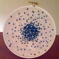 Blue burst of french knots (embroidery)