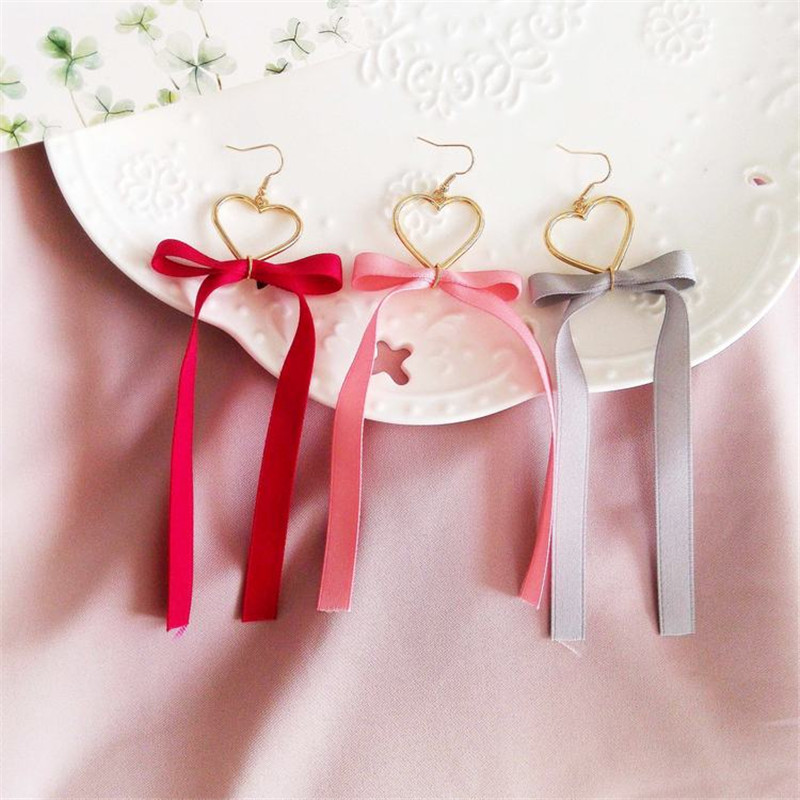 Ribbon heart earrings (free ship) on Storenvy
