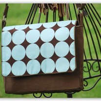 Small Messenger Bag in Brown - Large Dots - Mothers day Special - Was $55 Now $35