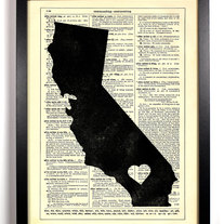 Image of I love California State, Vintage Dictionary Print, 8 x 10