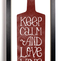 Image of Keep Calm And Love Wine, Typography Print,  5 x 10.5