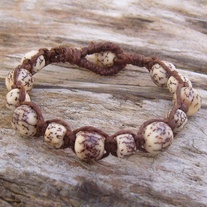 Macrame Brown Hemp with Natural Salwag Seed Beads