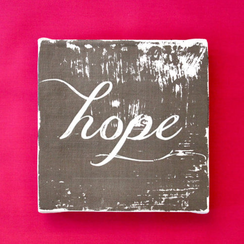 Subway Art Wall Hanging Canvas 6" x 6" - HOPE - Inspirational Art