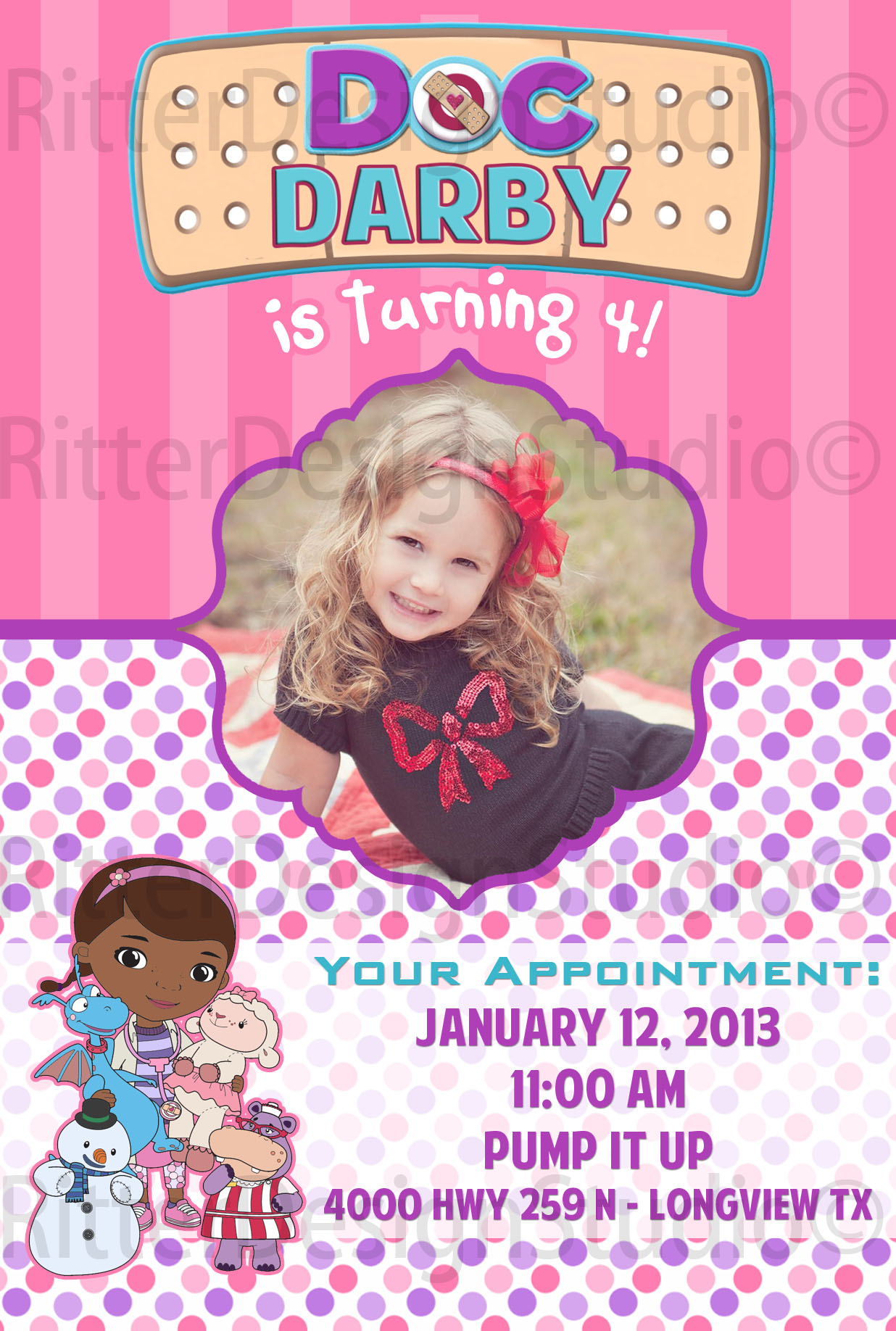 Doc Mcstuffins Birthday Invitation Printable Digital File Ritter