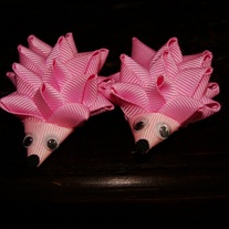 Pink Hedgehog Handmade Ribbon Sculpture Hair Clip for Babies and Girls 
