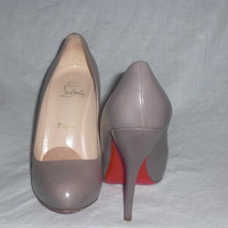 Christian Louboutin Feticha Taupe Leather Heels... 
