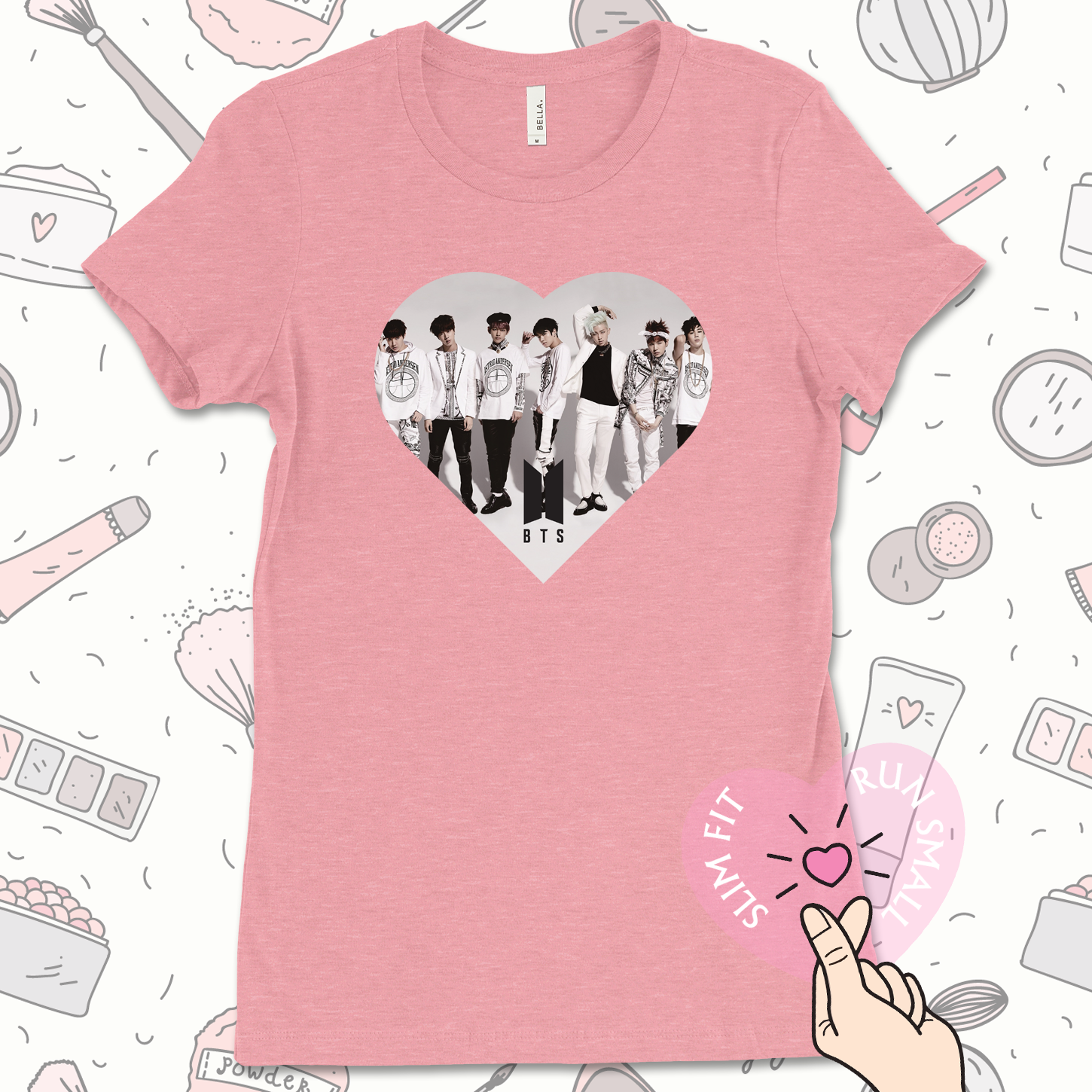 BTS LOVE TShirt, Korean Boygroup, Kpop Tee, Women Slim Fit Tshirt