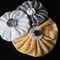 Grey and Yellow Yoyo Cluster with Bling
