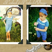 ON SALE & FREE SHIPPING Dotted Blue and White 2 piece romper set girls headband and romper 