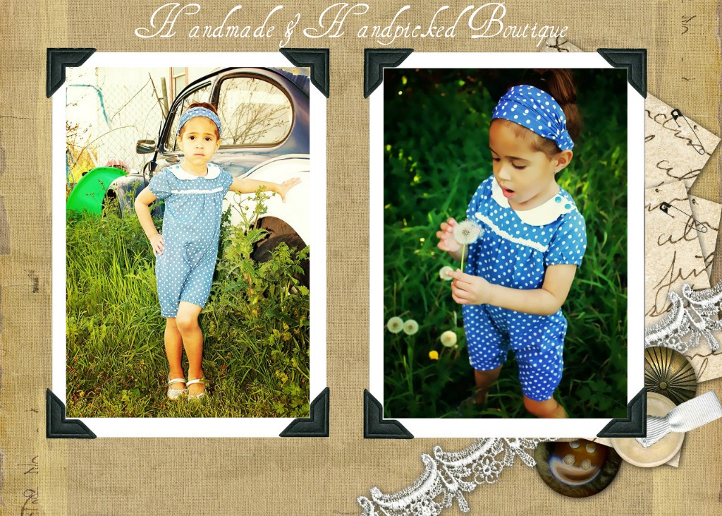 Vintage_blue_romper_with_white_dots_2_piece_set_outfit_sold_by_handmade_handpicked_boutique_modelled_by_kamdyn_of_oleoo_models_collage_original