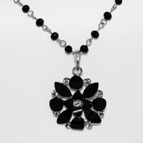 Black Crystal Flower Necklace