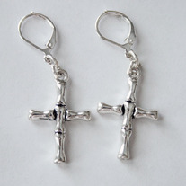 "Cross and Bones" Silver Earrings