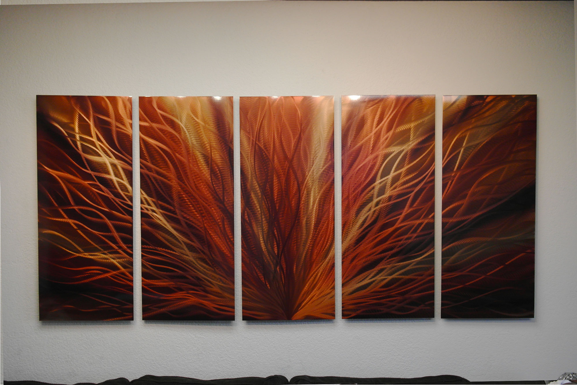 Radiance Bronze v2 36x79 Abstract Metal Wall Art Contemporary Modern