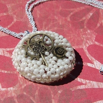 Steampunk and Pearls Necklace