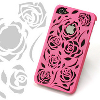 3D Relief Rose Hard Case Cover For iPhone 4, Various Colors