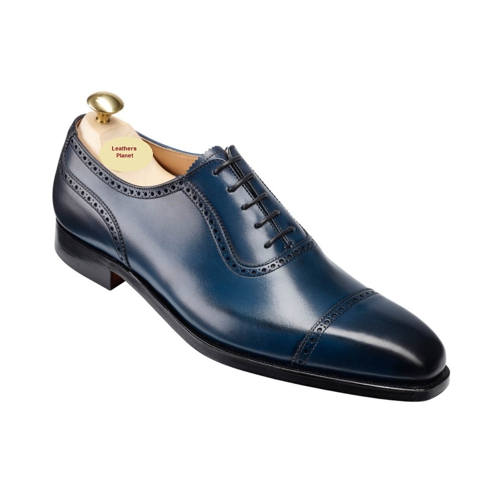 Handmade Men Blue derby shoes, Blue Burnished Calf, Men Handmade Men Blue derby shoes, Blue Burnished Calf, Men