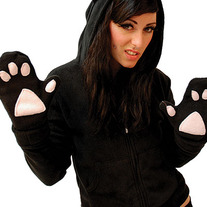♥*RAWR, WHITE WILD CAT! HOODIE W/ KITTY EARS AND PAWS ♥