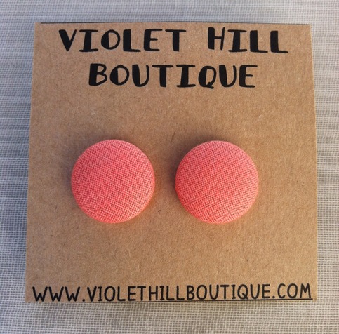 Coral Button Earrings