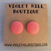 Coral Button Earrings