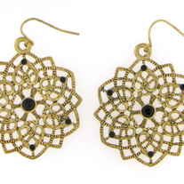 Burnished Gold Black Crystal Earrings