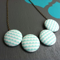 Scalloped Fabric Button Necklace