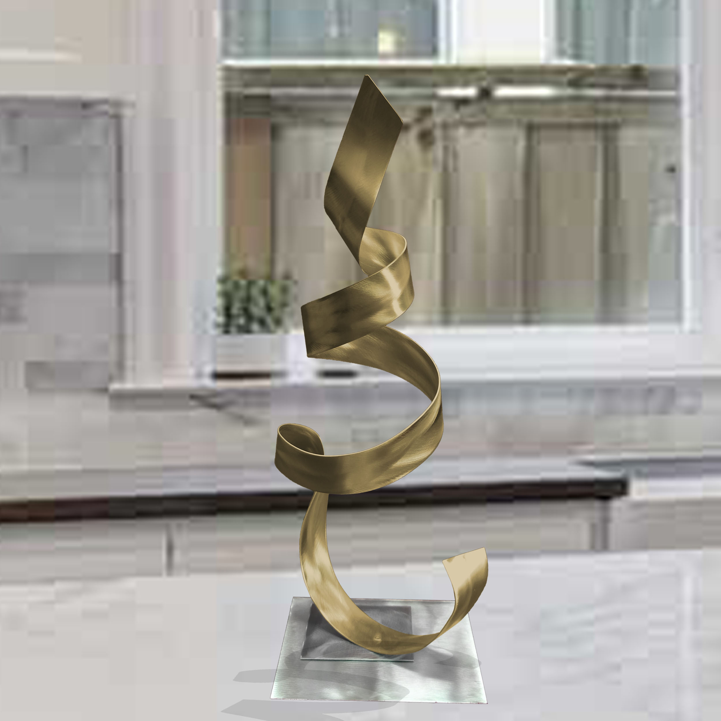 Phoenix Gold Metal Sculpture Art, Abstract Contemporary Modern Aluminum Decor by Miles Shay
