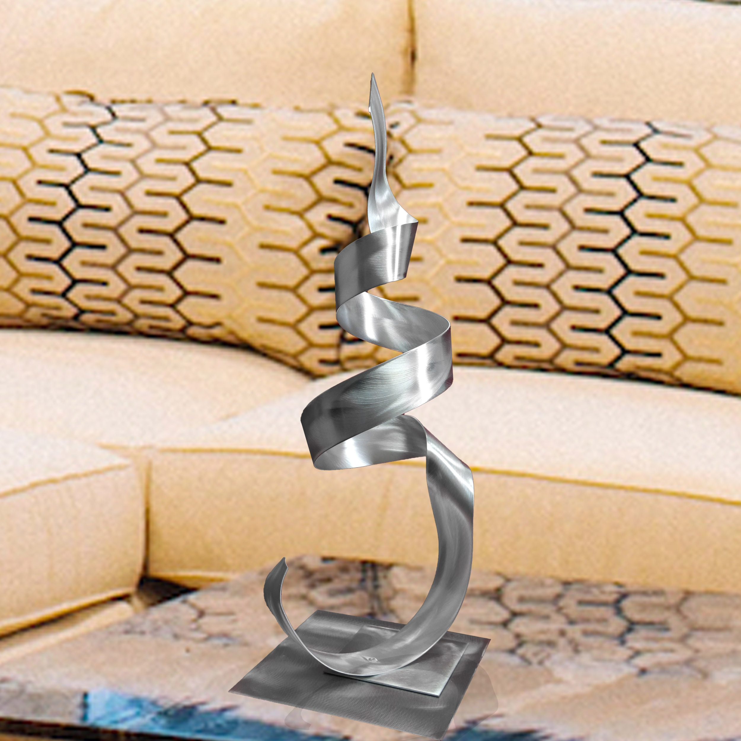 Phoenix Silver Metal Sculpture Art, Abstract Contemporary Modern