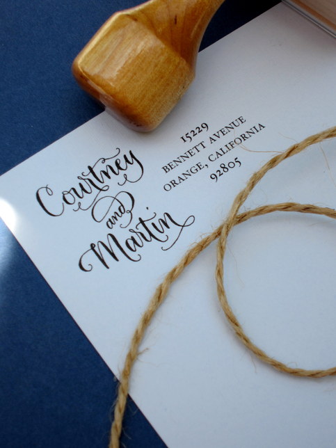 Custom Calligraphy Address Stamp -- Side by Side Calligraphy and Type -- VINTAGE RESERVE Style