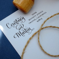 Custom Calligraphy Address Stamp -- Side by Side Calligraphy and Type -- VINTAGE RESERVE Style
