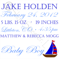 Baby Sailboat Stat Print 8x8 - Printable