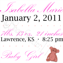 Teddy Bear Baby Stat Print - Printable
