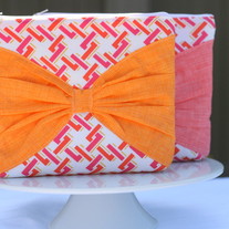 Neon Bow Pouch in Tangerine