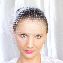 White Birdcage Veil 9 inches - Thumbnail 2