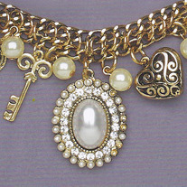 Antiqued Pearl Charm Bracelet