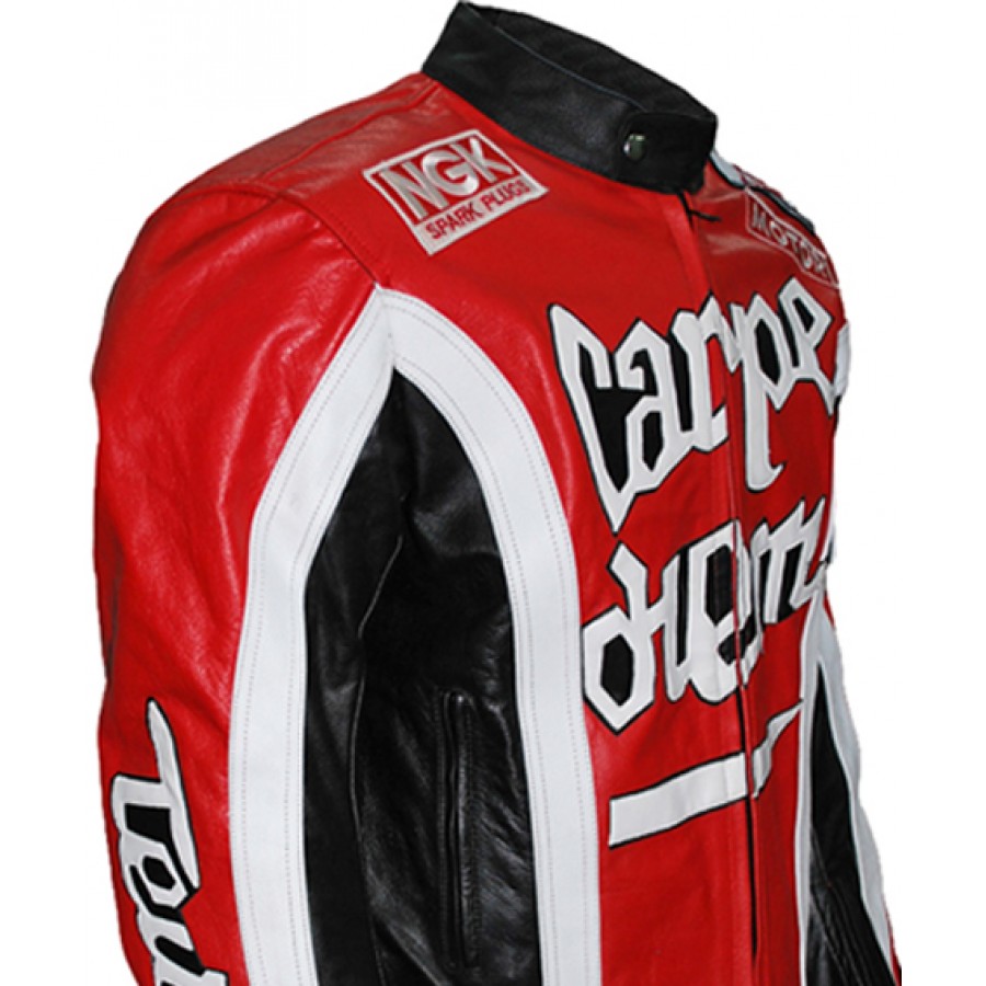 Crazy Horse Red Riding Motorcycle Carpe Diem Leather Jacket