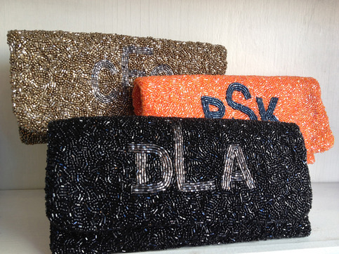 Monogram Beaded Clutch