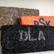 Monogram Beaded Clutch