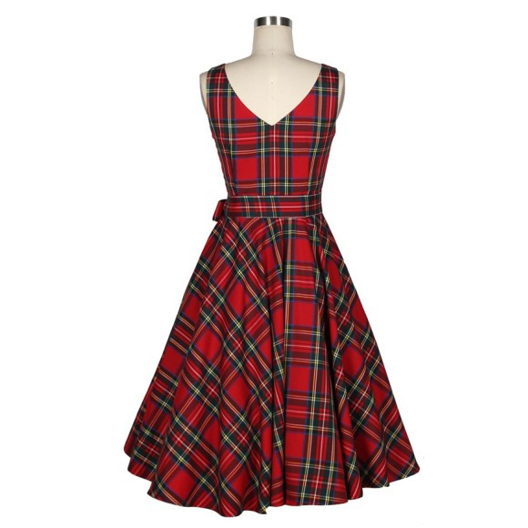 50' Red Vintage Plaid Pattern Kneelength Dress on Storenvy