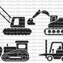 Construction Vehicles and Name Vinyl Decal Set of 9