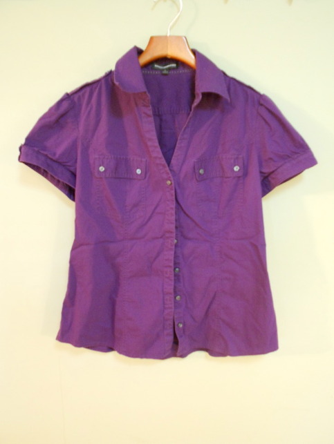 Purple Express Short-Sleeved, Button-Up, Two Pocket Shirt - Size Large